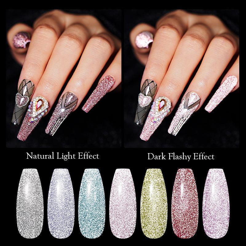 6 Pcs Glitter Gel Nail Polish Set Reflective Shining Gel Polish Kit