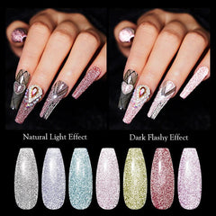 6 Pcs Glitter Gel Nail Polish Set Reflective Shining Gel Polish Kit