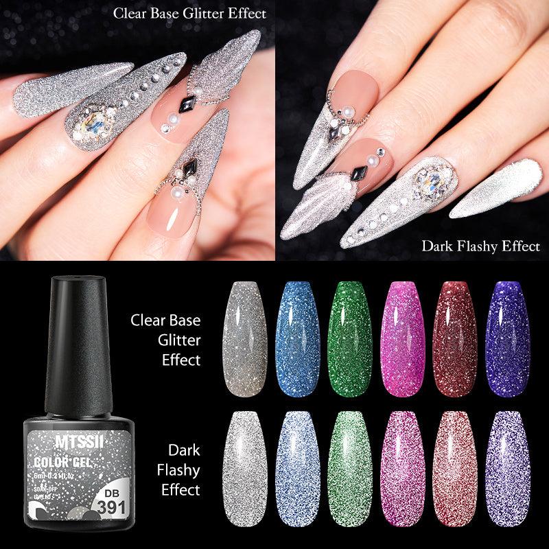 6 Pcs Glitter Gel Nail Polish Set Reflective Shining Gel Polish Kit
