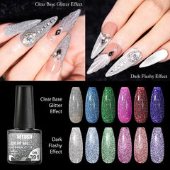 6 Pcs Glitter Gel Nail Polish Set Reflective Shining Gel Polish Kit