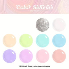 10PCS Soft Candy Colors Gel Nail Polish Set Spring Summer Macaron Shades