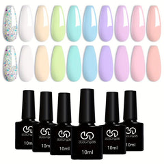 10PCS Soft Candy Colors Gel Nail Polish Set Spring Summer Macaron Shades