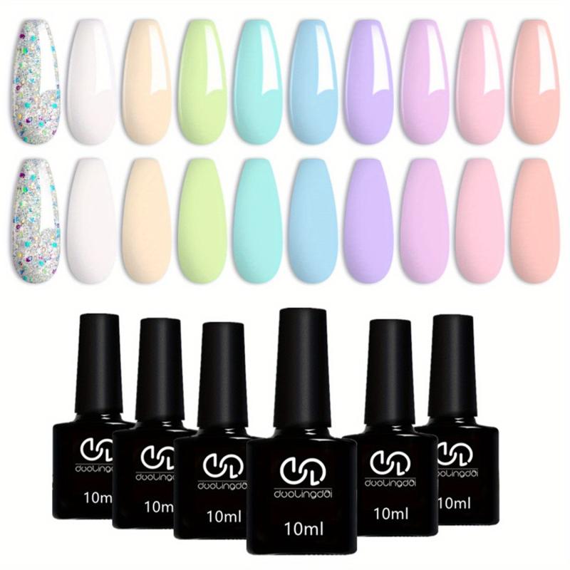 10PCS Soft Candy Colors Gel Nail Polish Set Spring Summer Macaron Shades