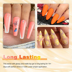 13pcs Gel Nail Polish Kit Halloween Colors Base Glossy Matte Top Coat Nail File