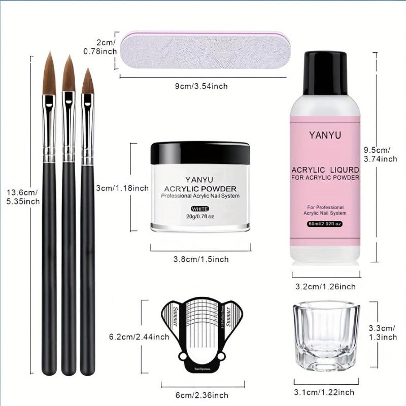 Complete Acrylic Nail Kit - Clear Pink Nude Powder