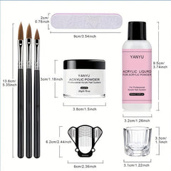 Complete Acrylic Nail Kit - Clear Pink Nude Powder
