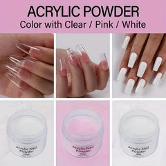 Complete Acrylic Nail Kit - Clear Pink Nude Powder