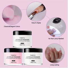 Complete Acrylic Nail Kit - Clear Pink Nude Powder