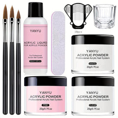 Complete Acrylic Nail Kit - Clear Pink Nude Powder