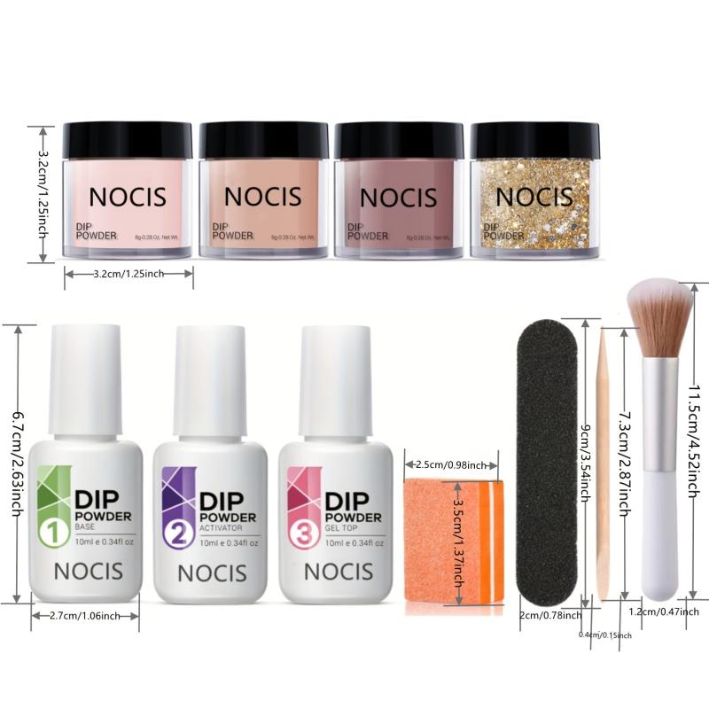 11 Pcs Dip Powder Nail Kit Starter 4 Colors Nude Golden Glitter Neutral Set