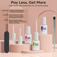 11 Pcs Dip Powder Nail Kit Starter 4 Colors Nude Golden Glitter Neutral Set