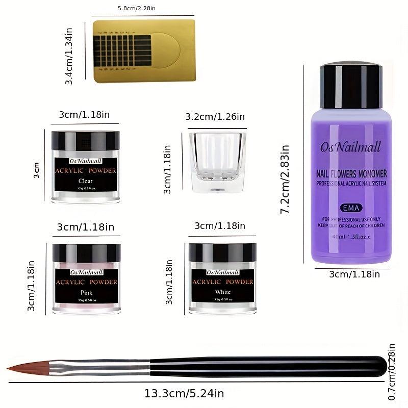 Acrylic Nail Kit For Beginners Clear Pink Acrylic Powder Non Yellowing Liquid