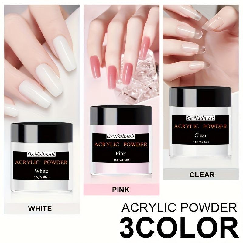 Acrylic Nail Kit For Beginners Clear Pink Acrylic Powder Non Yellowing Liquid