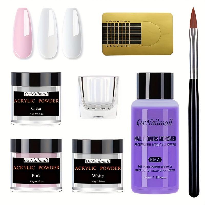 Acrylic Nail Kit For Beginners Clear Pink Acrylic Powder Non Yellowing Liquid