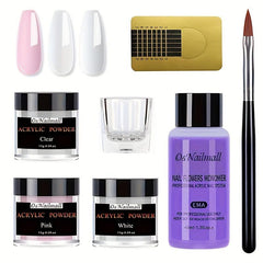 Acrylic Nail Kit For Beginners Clear Pink Acrylic Powder Non Yellowing Liquid