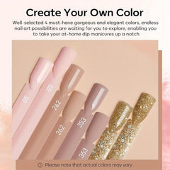 11 Pcs Dip Powder Nail Kit - 4 Colors Nude Golden Glitter Neutral Acrylic Set