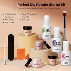 11 Pcs Dip Powder Nail Kit - 4 Colors Nude Golden Glitter Neutral Acrylic Set