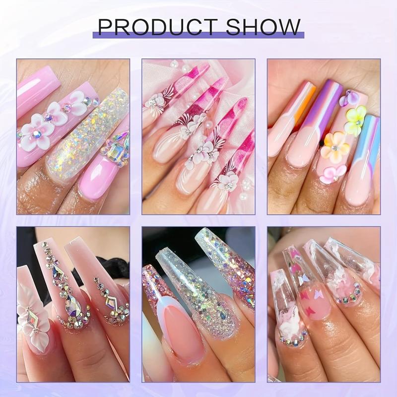 4pcs 30g Acrylic Powder Pink Clear Nude Crystal Polymer Nail Art DIY Set