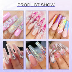 4pcs 30g Acrylic Powder Pink Clear Nude Crystal Polymer Nail Art DIY Set