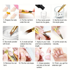 4pcs 30g Acrylic Powder Pink Clear Nude Crystal Polymer Nail Art DIY Set