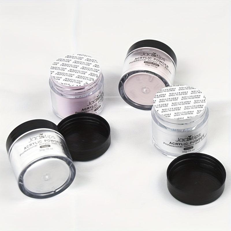 4pcs 30g Acrylic Powder Pink Clear Nude Crystal Polymer Nail Art DIY Set