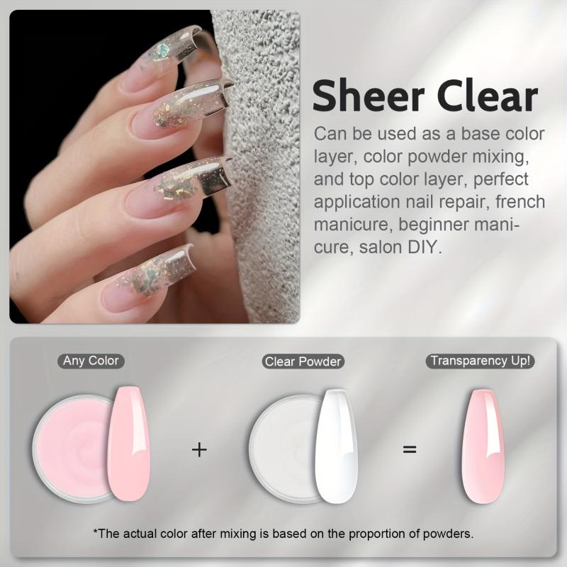 Clear Acrylic Dip Powder for Nail Extension 2-in-1 French Nail Art Manicure