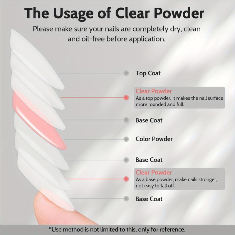 Clear Acrylic Dip Powder for Nail Extension 2-in-1 French Nail Art Manicure
