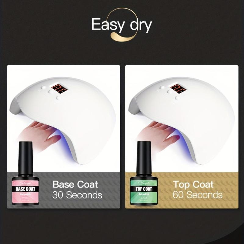4Pcs Matte Finish Gel Nail Polish Base & Top Coat Set - Long Lasting