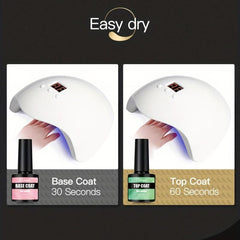 4Pcs Matte Finish Gel Nail Polish Base & Top Coat Set - Long Lasting