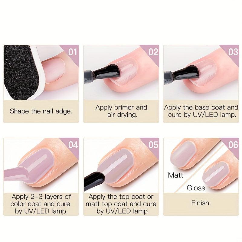 4Pcs Matte Finish Gel Nail Polish Base & Top Coat Set - Long Lasting