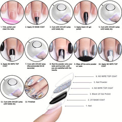 8 Colors Nail Powder Kit Gel Polish Mirror Effect Holographic