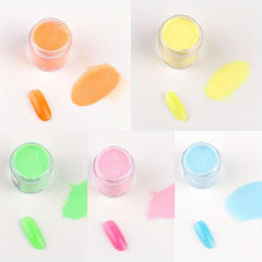5pc Glow In The Dark Nail Acrylic Powder Set Nail Art Decorations