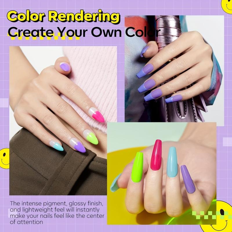 11 Pcs Dip Powder Nail Kit Starter 4 Colors Hot Pink Purple Mint Green Fluoresce