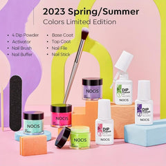 11 Pcs Dip Powder Nail Kit Starter 4 Colors Hot Pink Purple Mint Green Fluoresce