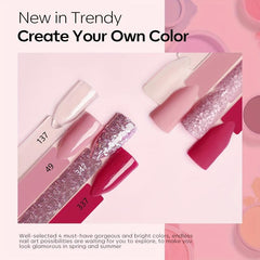 Dip Powder Nail Kit Starter 4 Colors Clear Nude Pink Glitter Dipping Powder Syst