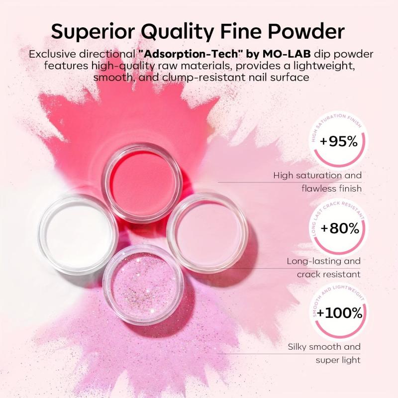 Dip Powder Nail Kit Starter 4 Colors Clear Nude Pink Glitter Dipping Powder Syst