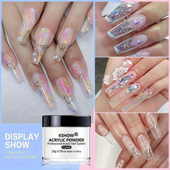 Acrylic Nail Powder Set: 20gx3 Pink, 15gx3 Clear