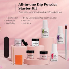 11 Pcs Dip Powder Nail Kit Starter - Clear Nude Pink Acrylic Dip Powder Set