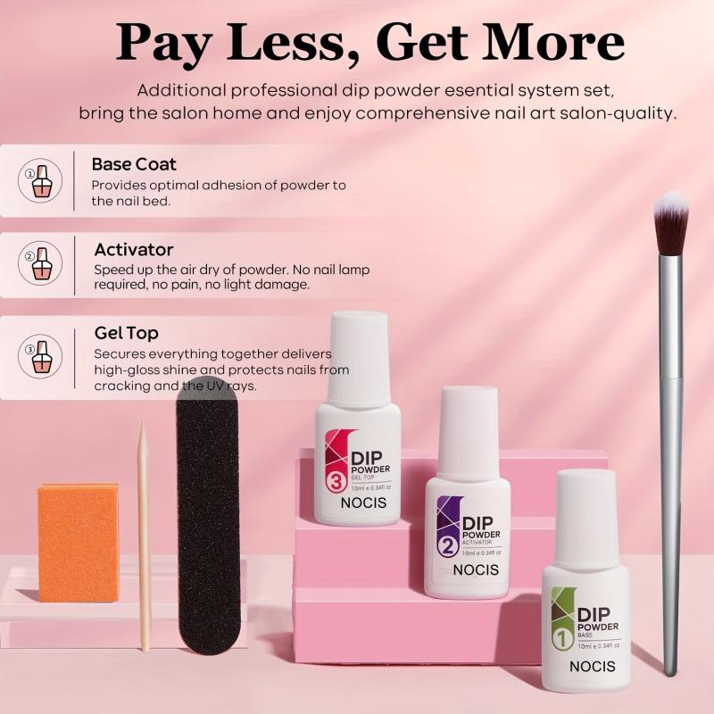 11 Pcs Dip Powder Nail Kit Starter - Clear Nude Pink Acrylic Dip Powder Set