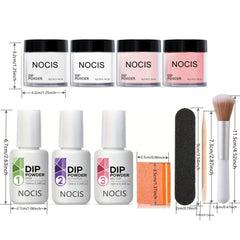 11 Pcs Dip Powder Nail Kit Starter - Clear Nude Pink Acrylic Dip Powder Set
