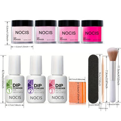 Hot Pink Dip Powder Manicure Kit 4 Colors Summer Bright Set DIY Salon