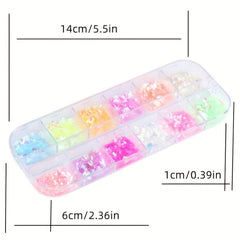 12 Colors 3D Nail Art Flakes Holographic Nail Glitter Sequins Mixed Shape