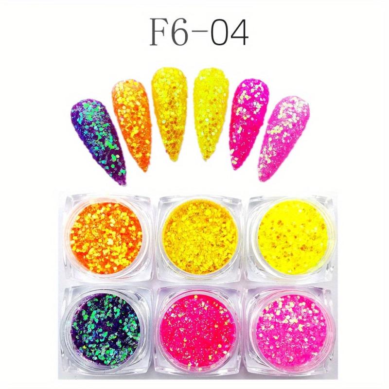 6 Boxes Silver Nail Glitter Set for Nail Art