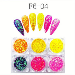 6 Boxes Silver Nail Glitter Set for Nail Art