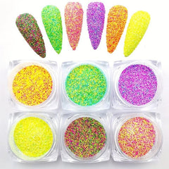 6 Boxes Silver Nail Glitter Set for Nail Art
