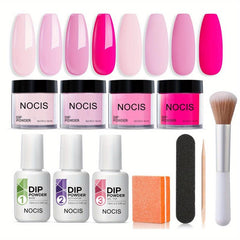 Dip Powder Nail Kit Starter 4 Colors Hot Pink Summer Nude Pink