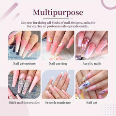 Pink Acrylic Powder 60g Nail Kit System Extension Strengthen 3D Carving Supplies
