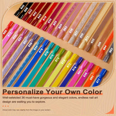 36 Colors Dip Powder Nail Kit Starter Set for Home Salon Nail Art Designs