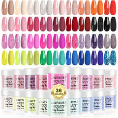 36 Colors Dip Powder Nail Kit Starter Set for Home Salon Nail Art Designs