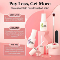 11 Pcs Dip Powder Nail Kit Starter Set with 4 Colors Pink Gray Acrylic System